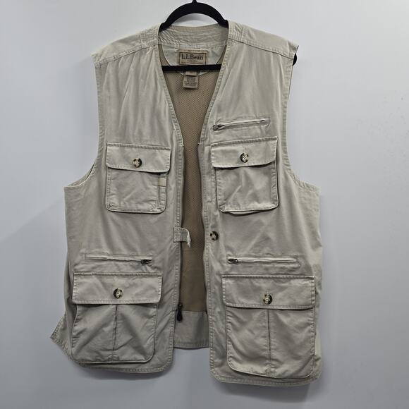 LL Bean Fishing Vest XL Half Moon Pocket Angler Outdoor Gorpcore L.L. Bean Khaki - Picture 8 of 15